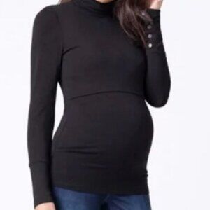 Seraphine Roll Neck Jersey Maternity & Nursing Turtleneck Black SZ Medium